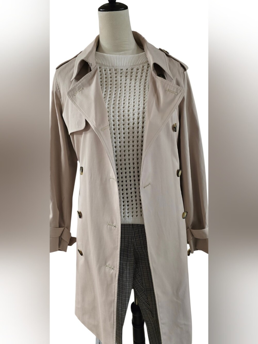 Marks & Spencer M&S Collection Double-Breasted Trench Coat in Sand, US 14/UK18 - Picture 2 of 15